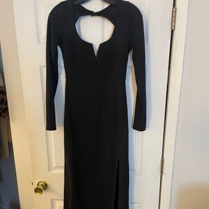 True Love Lasts Black Long Sleeve Backless Maxi Dress